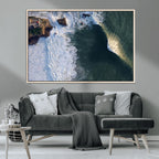 Ocean Wave Wall Art | Aerial Coastal View Canvas Artwork