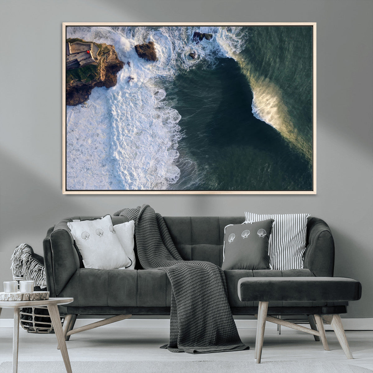 Ocean Wave Wall Art | Aerial Coastal View Canvas Artwork