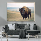 Bison Wall Art Canvas Print, Framed American Buffalo Rustic Western Artwork