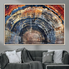 Tree Rings Wall Art Canvas Print, Framed Petrified Wood Modern Rustic