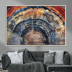 Tree Rings Wall Art Canvas Print, Framed Petrified Wood Art, Modern Rustic Decor