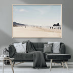 Minimalist Beach Wall Art Canvas Print, Framed Coastal Serenity Soft Sand