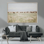 Bison Herd Wall Art Canvas Print, Framed Western Ranch Nature Scene