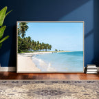 Palm Tree Coast Wall Art Canvas Print, Framed Island Getaway with Crystal Blue Water