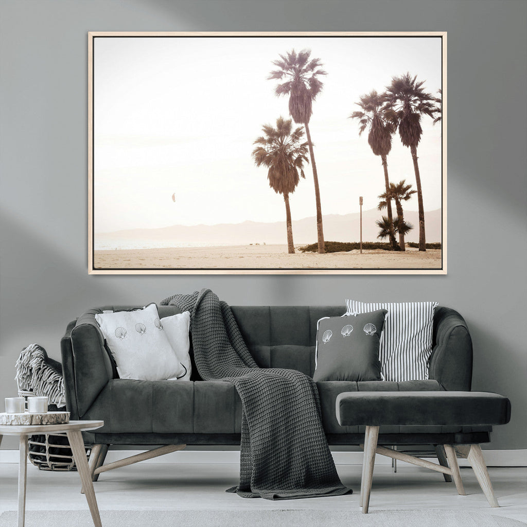 Coastal Light Wall Art Canvas Print, Framed Relaxing Shoreline Art, Minimalist Ocean Tropical Decor