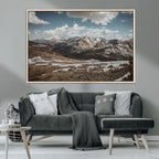Mountain Landscape Wall Art Canvas Print, Framed Snowy Peaks Art, Rugged Highlands Rustic Adventure Decor