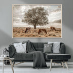 Texas Longhorn Cattle Wall Art, Rustic Western Ranch Canvas