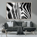 Zebra Stripes Wall Art Canvas Print, Black and White Close Up Wildlife Pattern