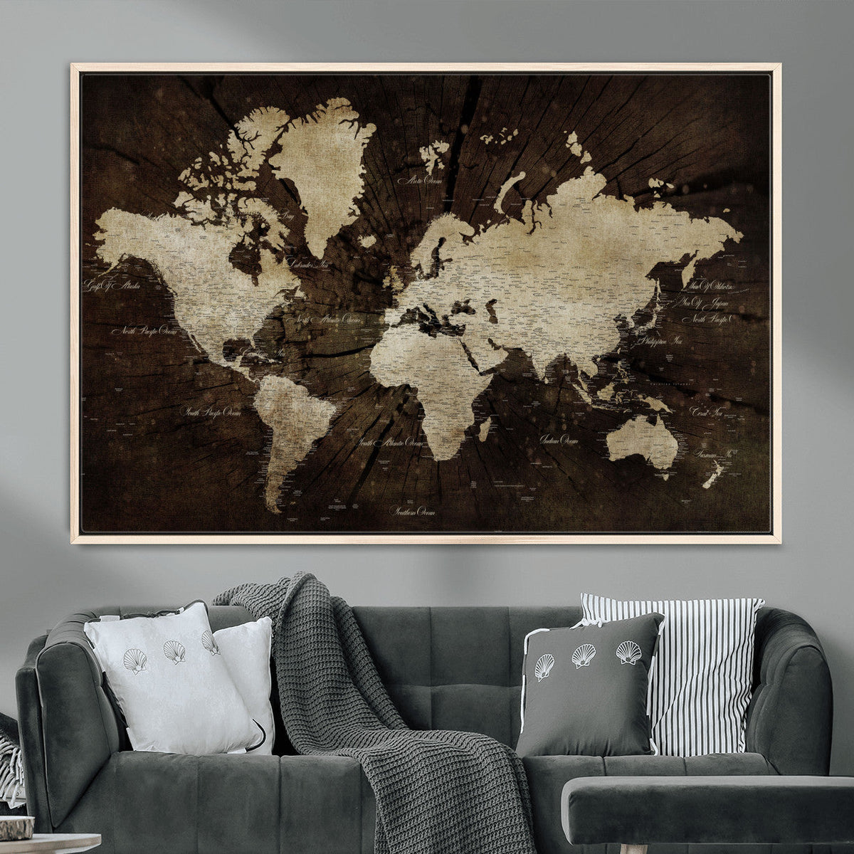 World Map Wall Art Canvas Print | Framed Travel Map Wall Art