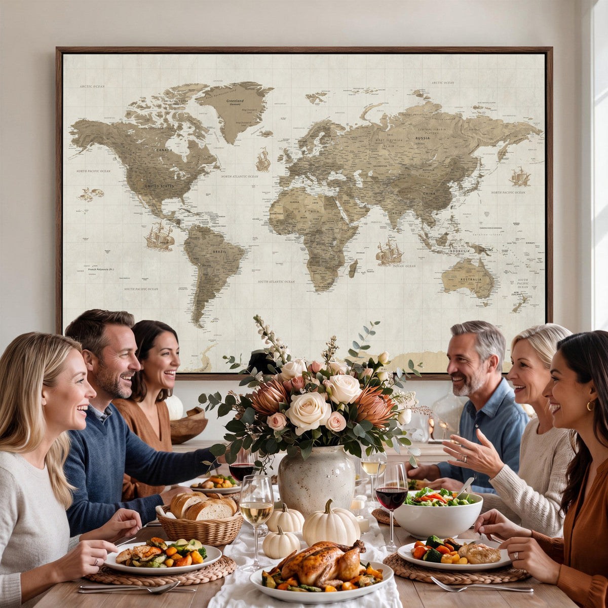 Detailed World Map Wall Art Canvas Print