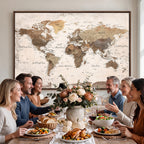 Modern World Map Canvas Print | Framed Travel Map Wall Art