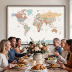 Pastel Colors World Map Wall Art Canvas Print