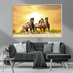 Wild Horses Wall Art Canvas Print, Framed Galloping Herd
