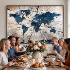 Rustic World Map Canvas Print | Framed Wall Art for Couples