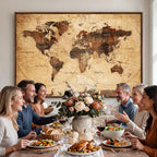 Modern Red and Gray World Map Canvas Print | Framed Wall Art