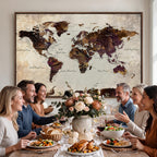 World Map Canvas Triptych | Colorful Global Wall Art for Living Rooms