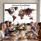 Custom Push Pin World Map Wall Art Canvas Print | Personalized Travel Map