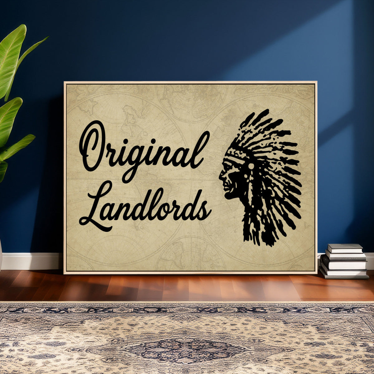 Original Landlords Wall Art Canvas Print, Native American Silhouette Artwork