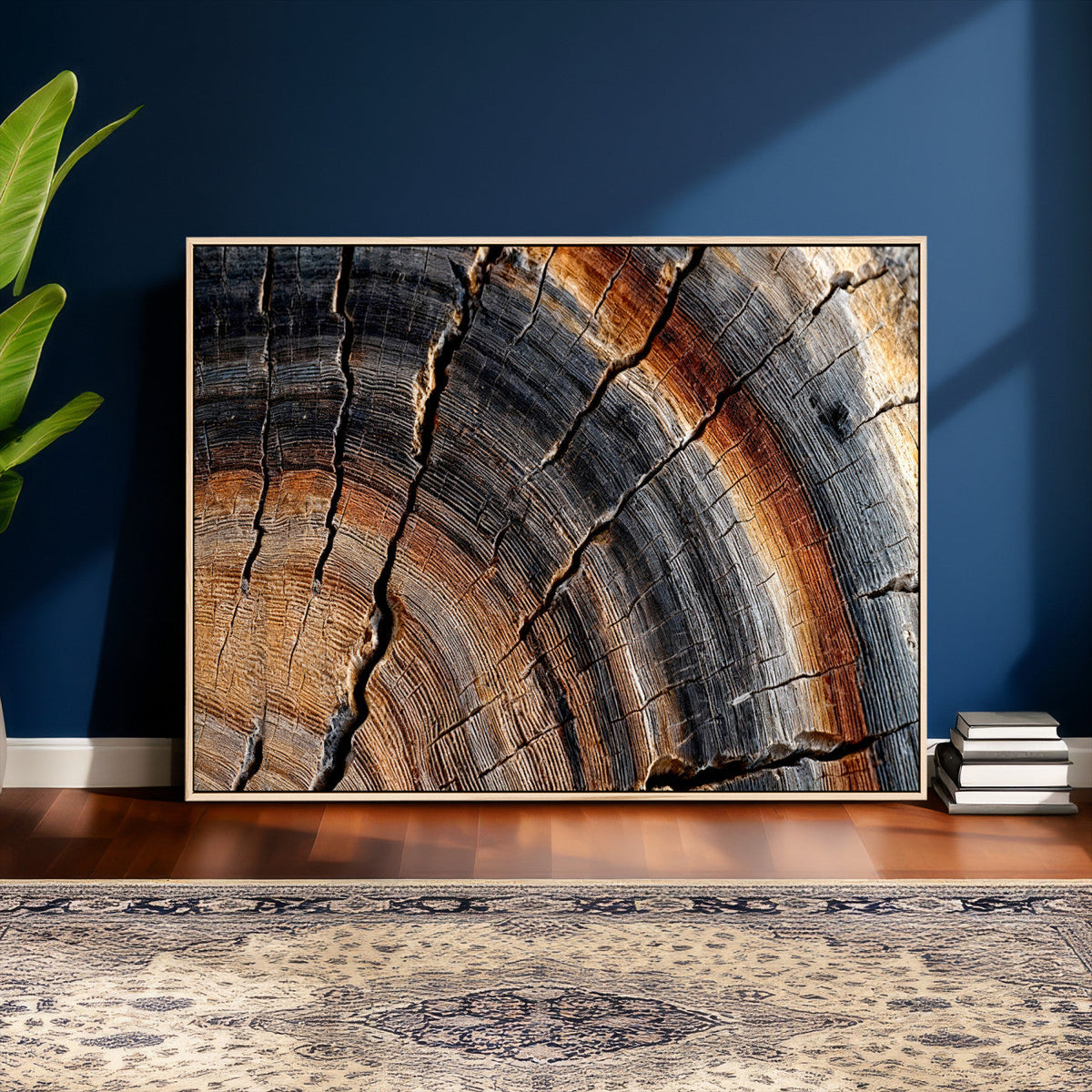 Abstract Tree Ring Wall Art Print, Natural Rustic Wood Grain Canvas
