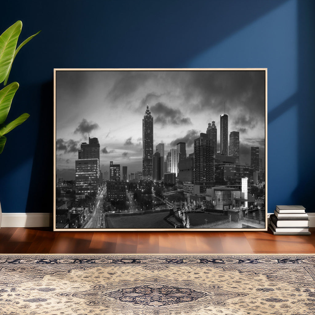 Atlanta Skyline Wall Art Canvas Print, Atlanta Downtown Night Cityscape