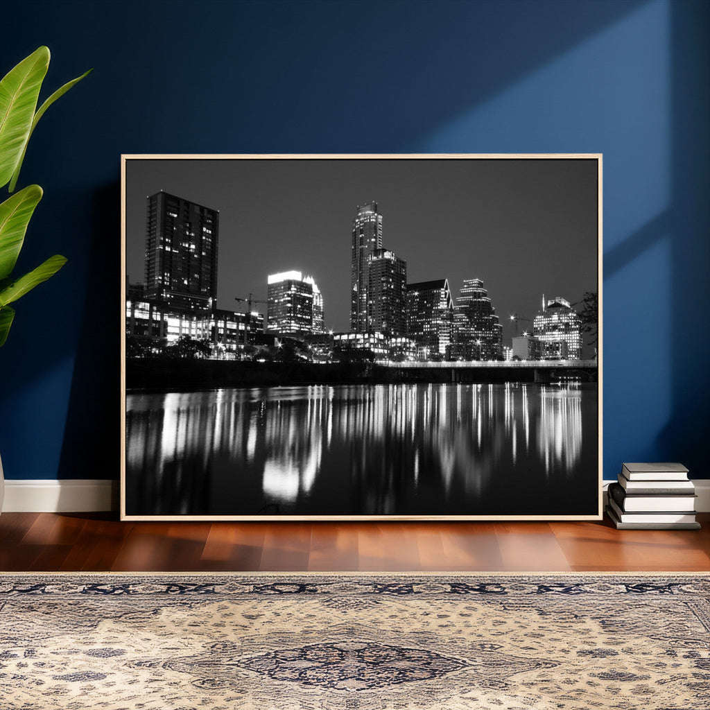 Austin Skyline Wall Art Canvas Print, Austin Downtown Night Cityscape