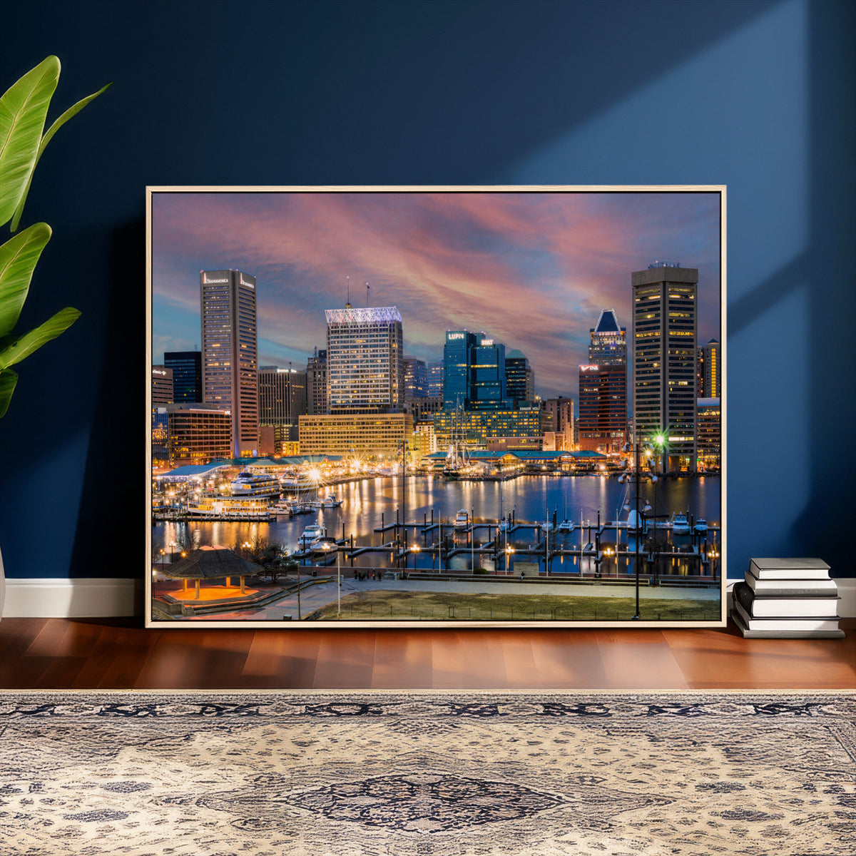 Baltimore Skyline Wall Art Canvas Print, Baltimore Downtown Night Cityscape