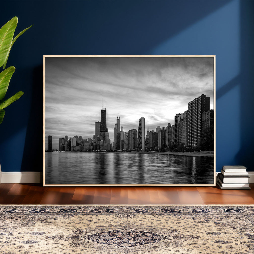 Chicago Wall Art Canvas Print, Chicago City Downtown Night Cityscape