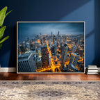 Chicago Wall Art Canvas Print - Chicago City Downtown Night Cityscape