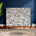 Abstract Texas Cow Wall Art Canvas Print, Farm Longhorn Art for Cabin Decor