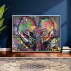 Graffiti Football Helmets Wall Art Canvas Print, Urban Street Art