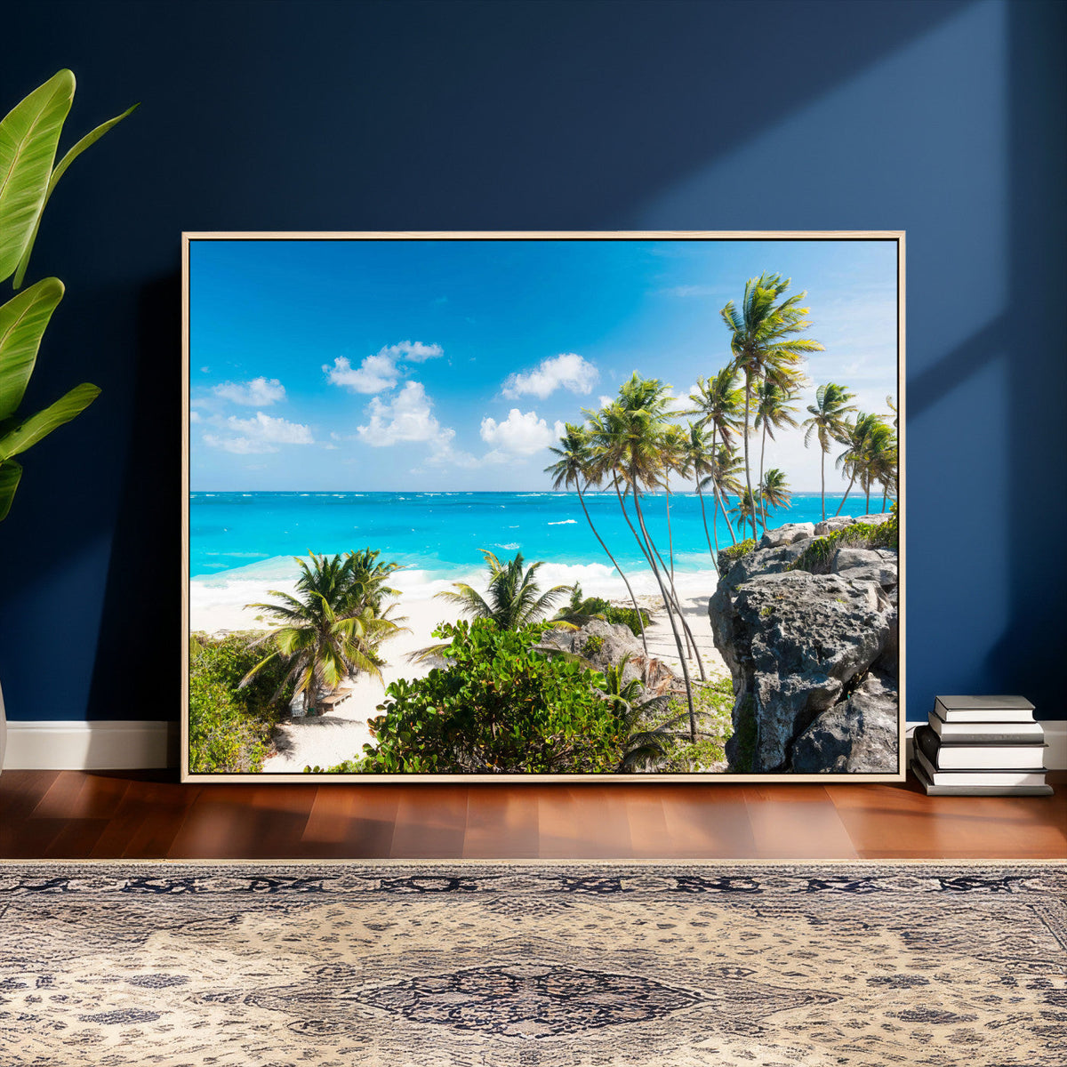 Tropical Beach Wall Art Canvas Print, Palm Tree Ocean Landscape Photography