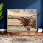 Texas Longhorn Wall Art Canvas Print, Western Ranch Bull Photography