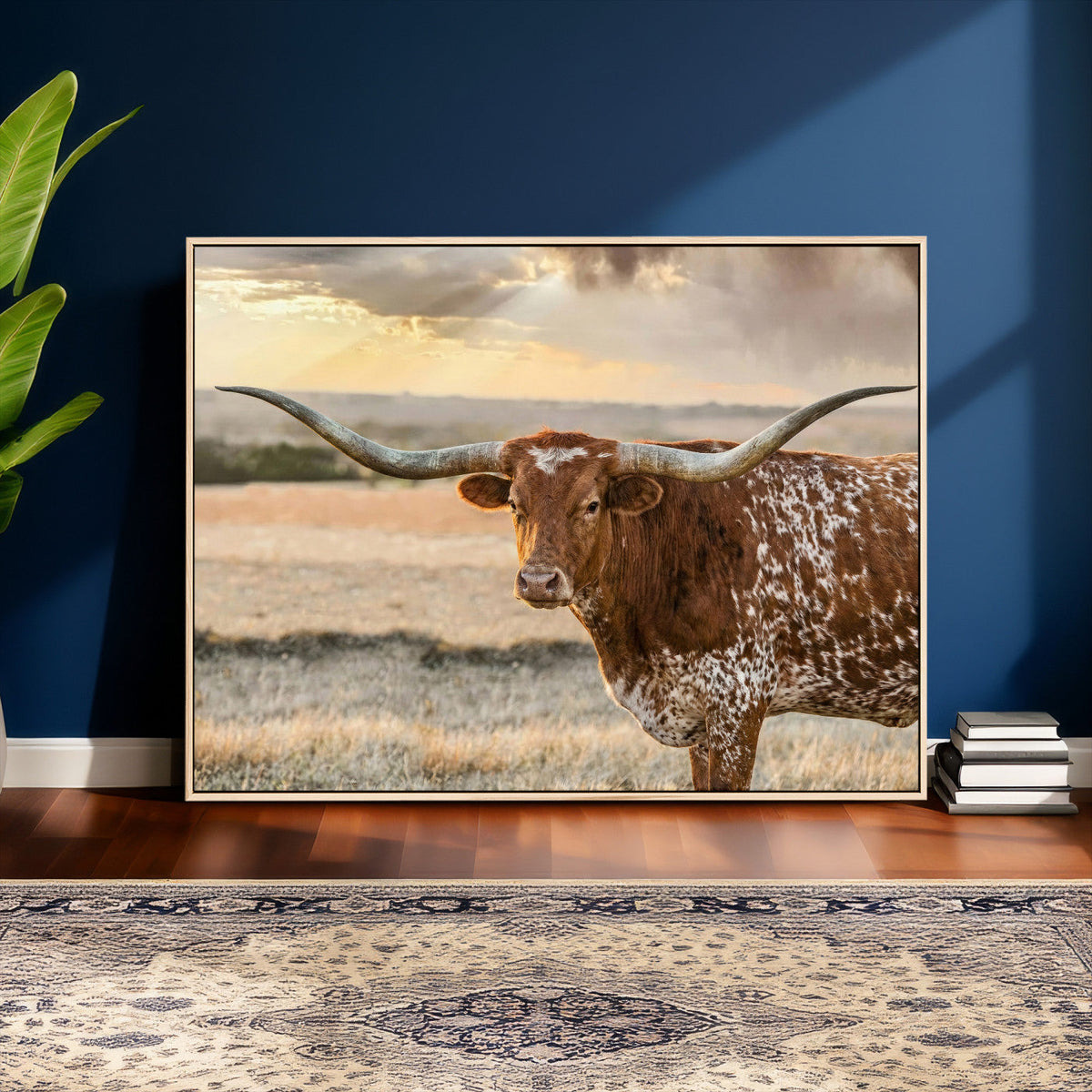 Texas Longhorn Wall Art Canvas Print, Western Ranch Bull Photography