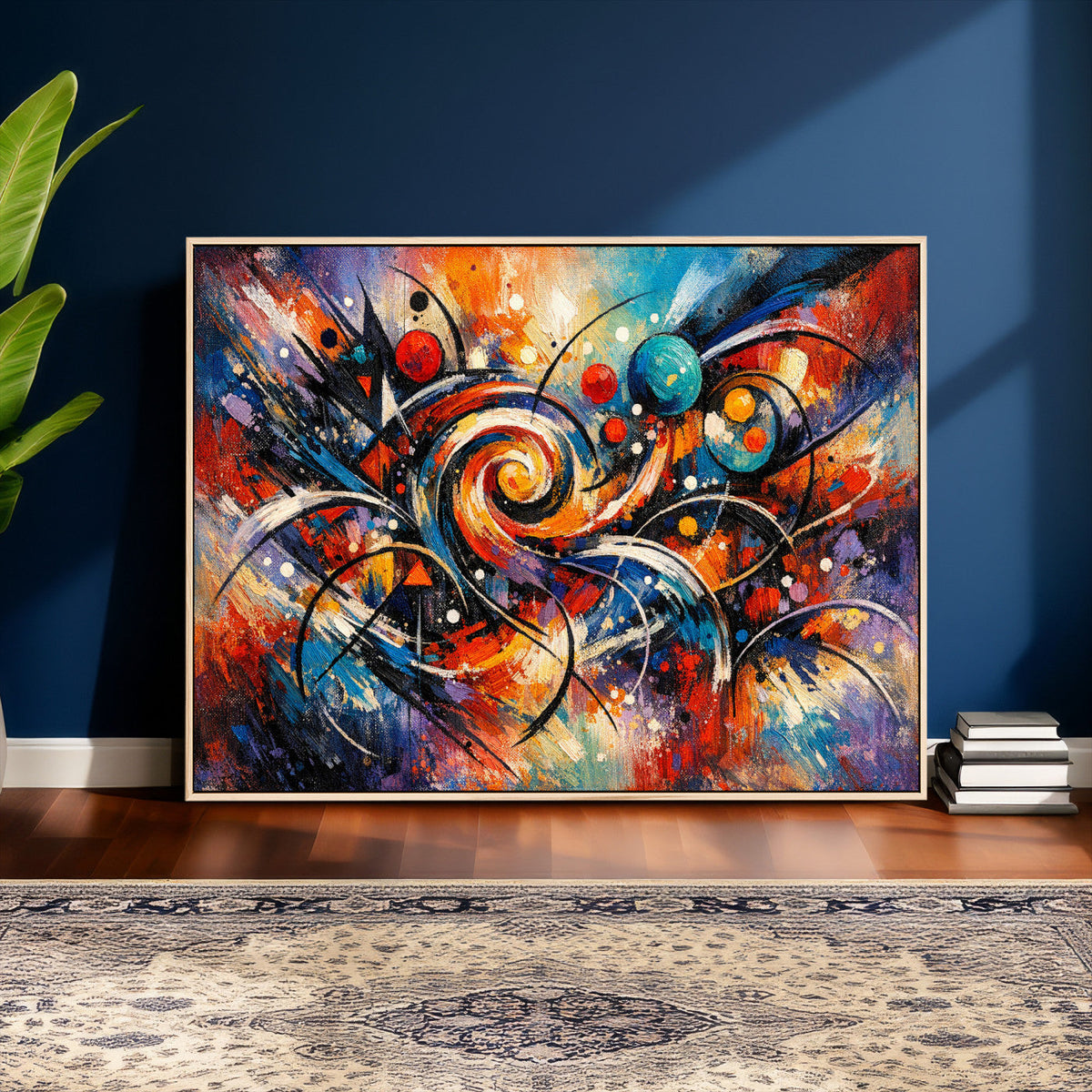 Geometric Abstract Wall Art Canvas Print, Orange Blue