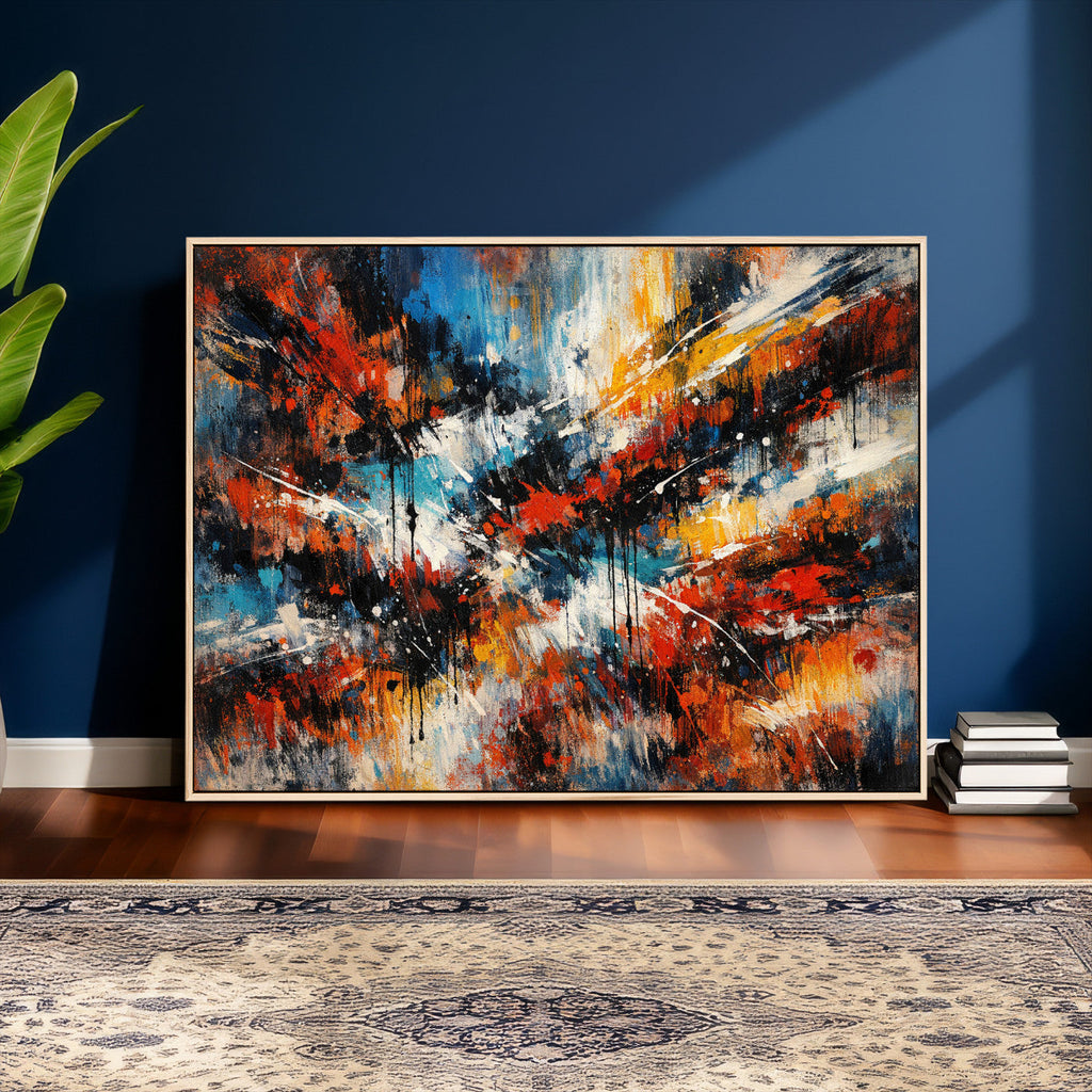 Lyrical Abstract Wall Art Canvas Print, Orange Blue Abstract
