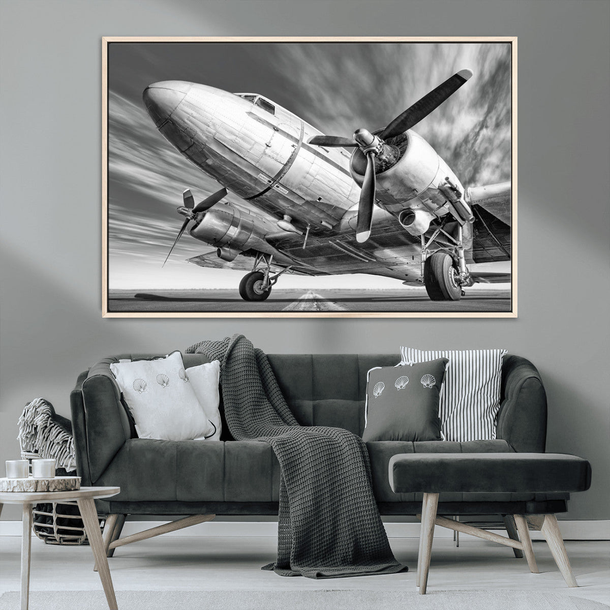 Vintage Airplane on Runway Canvas Print