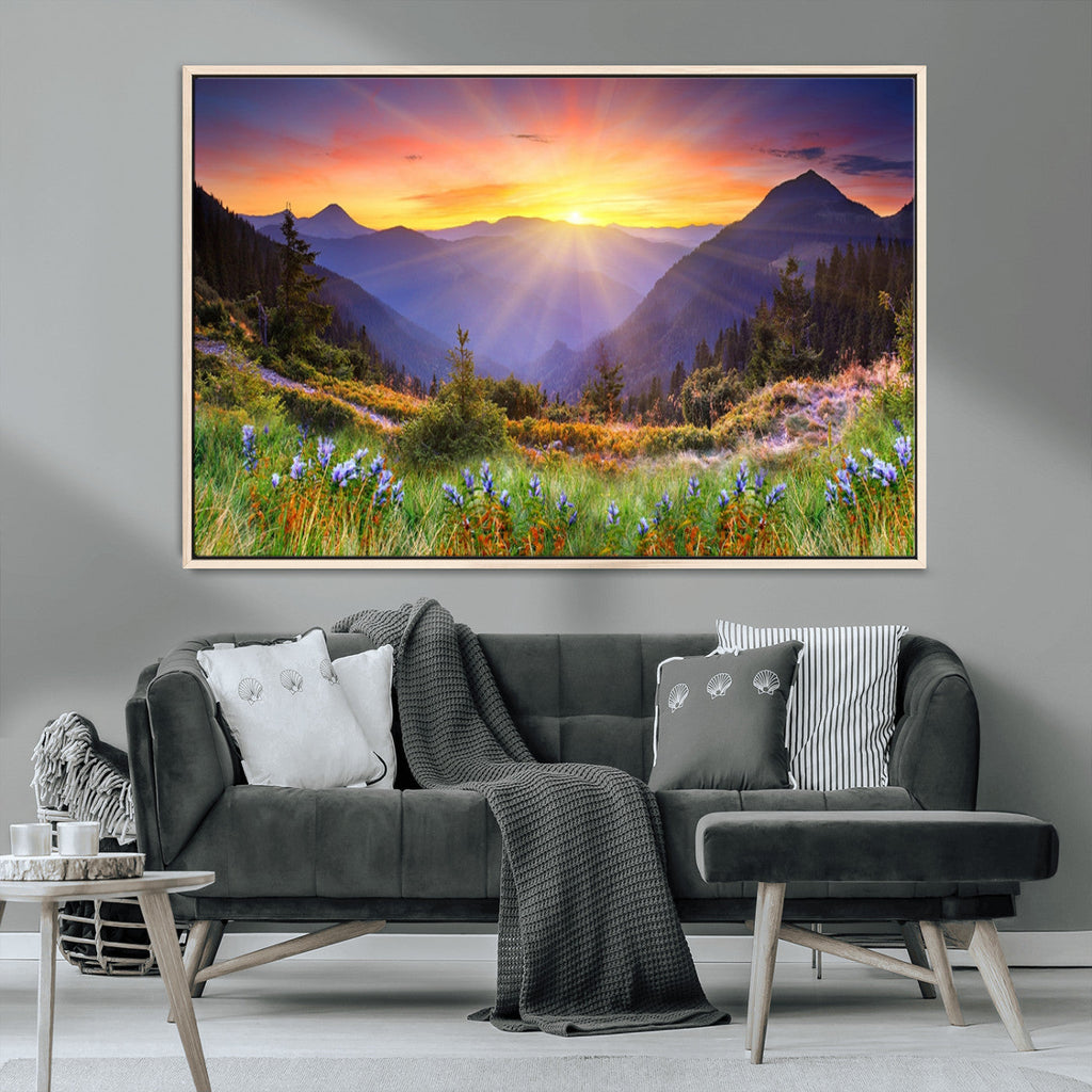 Mountain and Spring Wall Art Canvas Print