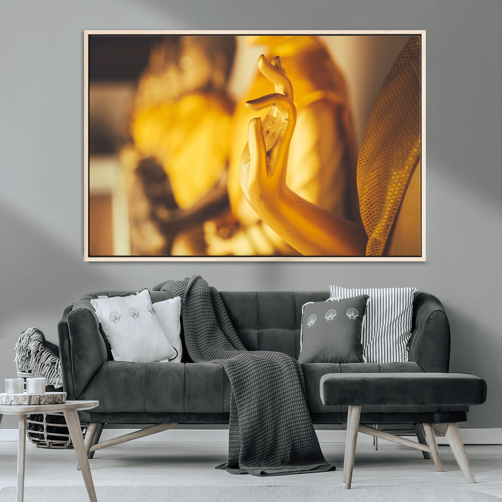 Gold Buddha Statue Hands Wall Art Canvas Print