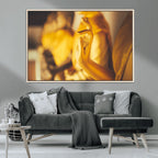 Gold Buddha Statue Hands Wall Art Canvas Print