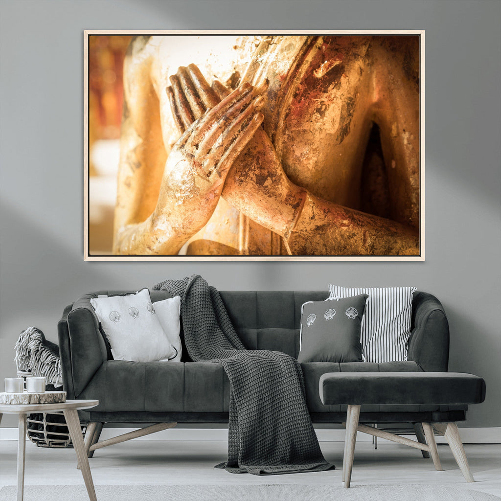 Buddha Statue Hands Wall Art Canvas Print