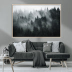 Foggy Forest Wall Art Canvas Print | 3 Panel Large Misty Landscape