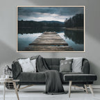 Wooden Bridge Near Lake Wall Art Canvas Print
