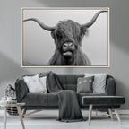 Texas Cow Wall Art Canvas, Texas Longhorn Cattle Canvas Print
