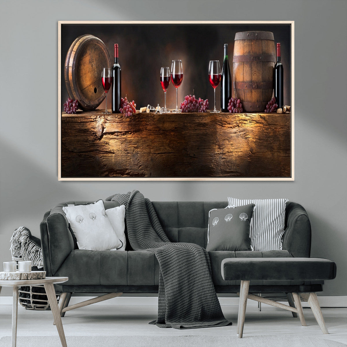Wine and Barrels Wall Art Canvas Print