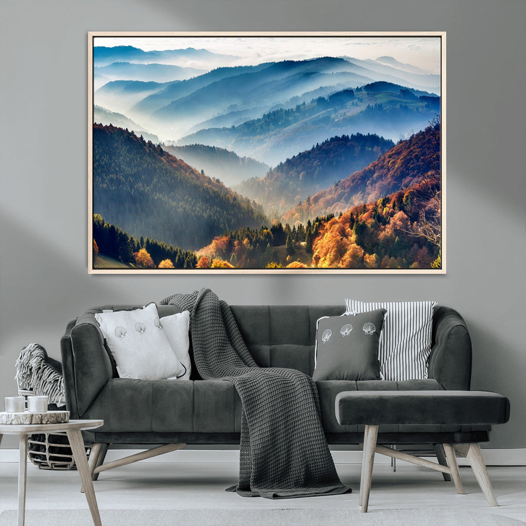 Mountains Forest Autumn Wall Art Canvas Print