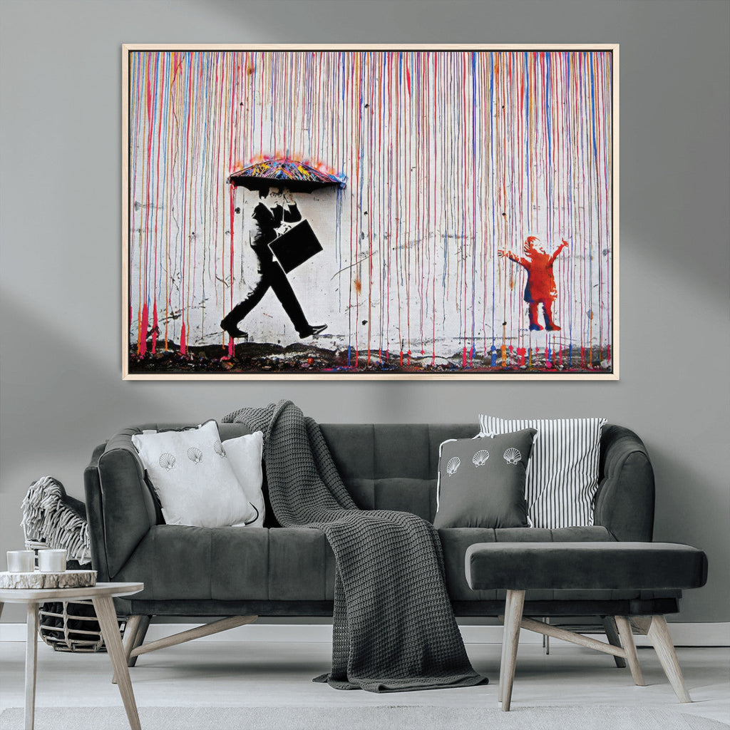 Banksy Wall Art Canvas Print | Framed Graffiti Street Art Picture