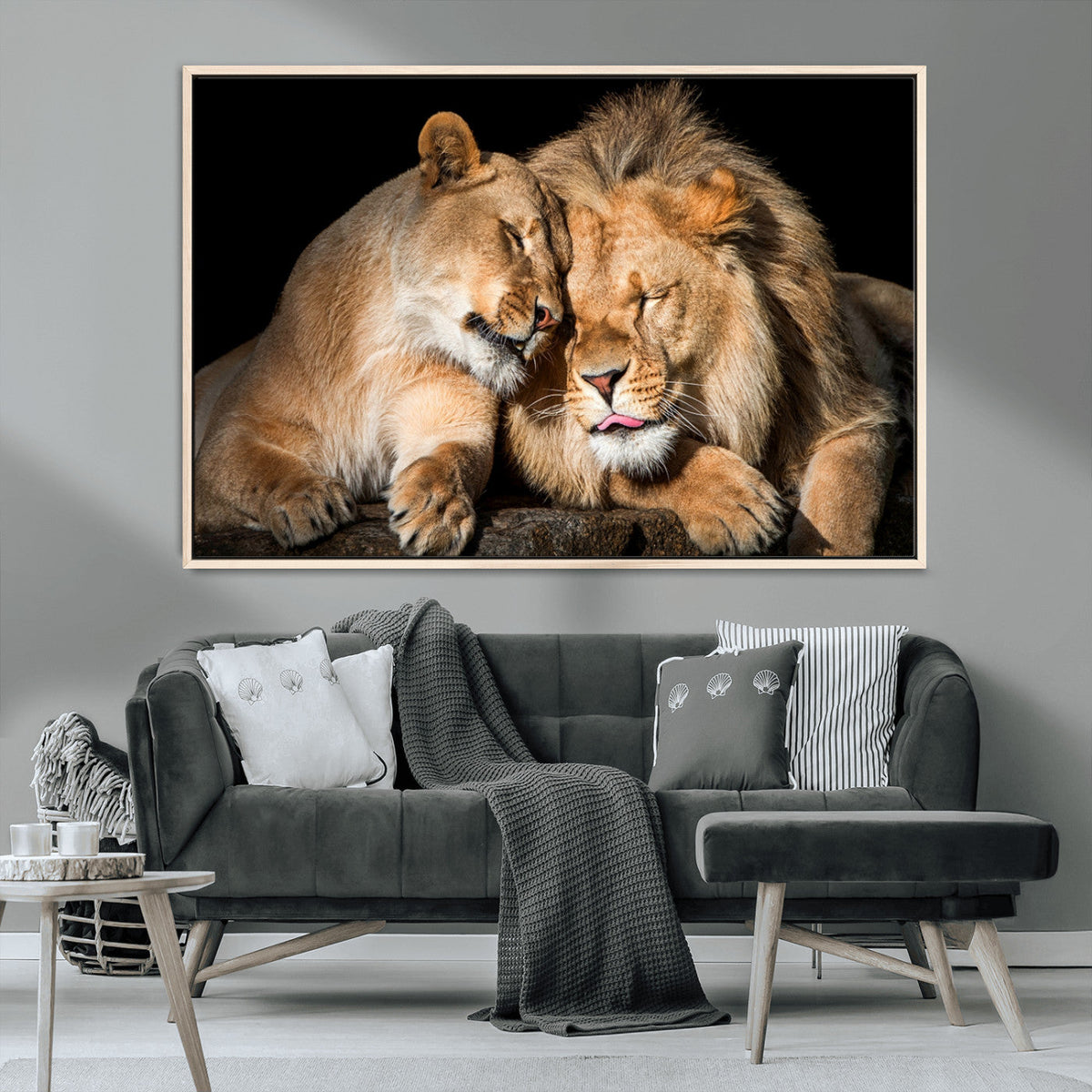 Lion and Lioness Wall Art Canvas Print | African Wildlife Animal Art