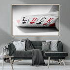 Framed Lucky Poker Cards Canvas | Modern Triptych Wall Art for Game Rooms