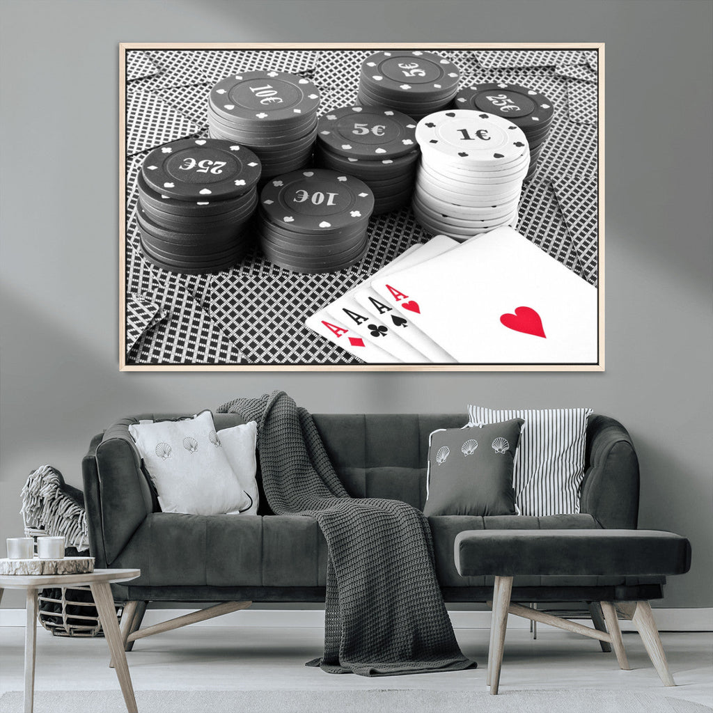 Poker Game Cards Wall Art Canvas, Multi Panel Wall Art