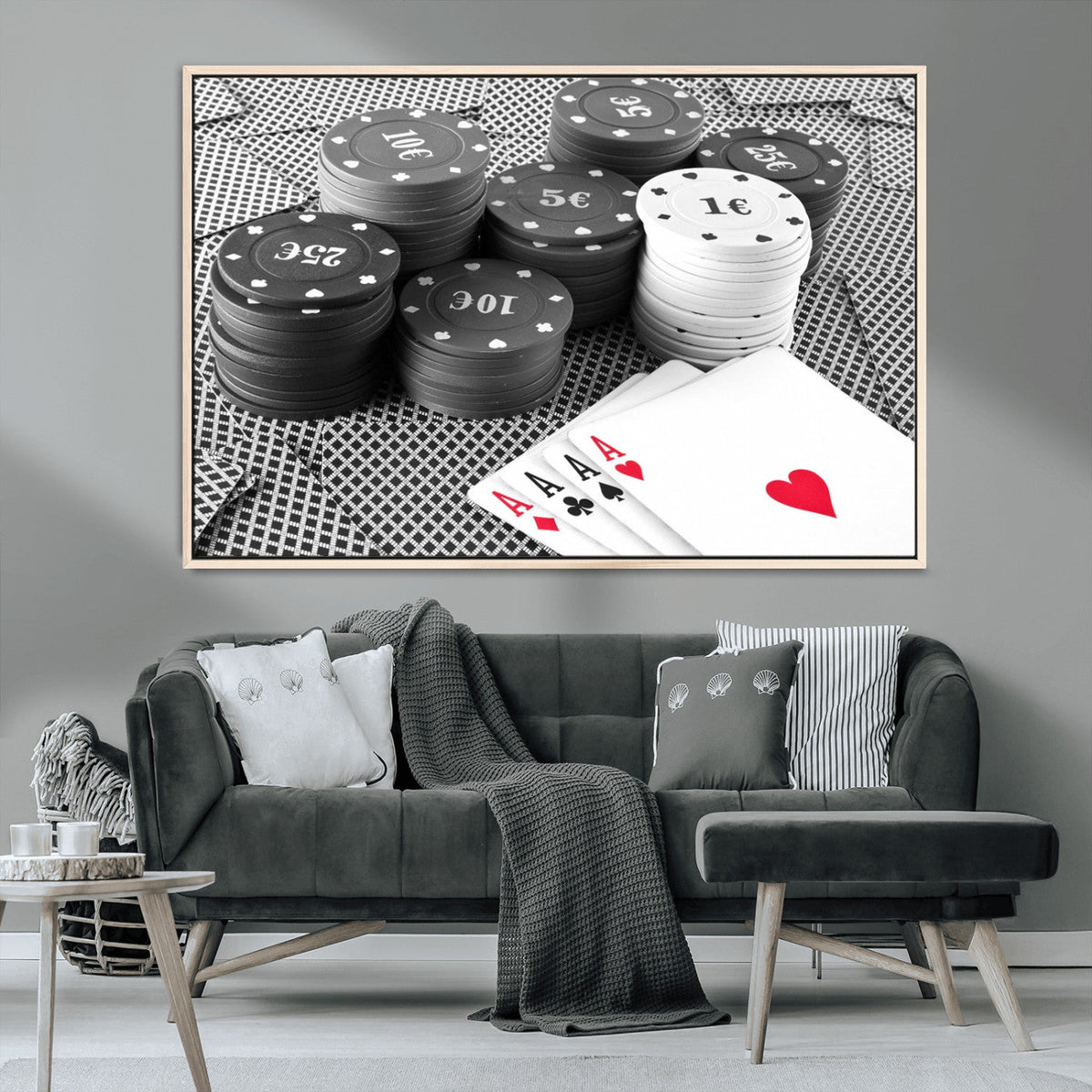 Poker Game Cards Wall Art Canvas, Multi Panel Wall Art